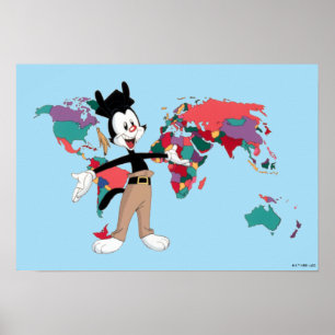 Animaniacs Wereldkaart Yakko Grafisch Poster