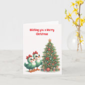 Animated Chickens Kerst Kaart (Gele Bloem)