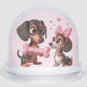 Animated Dachshund Valentine  Sneeuwbol (Voorkant)
