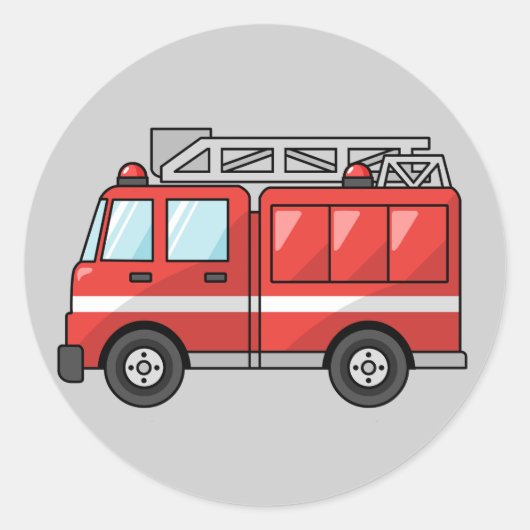 Animated Fire Truck Ronde Sticker (Voorkant)