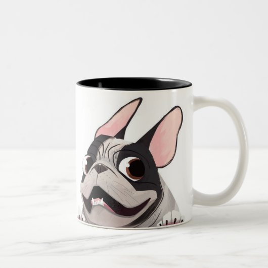 Animated French Bulldog Tweekleurige Koffiemok (Rechts)