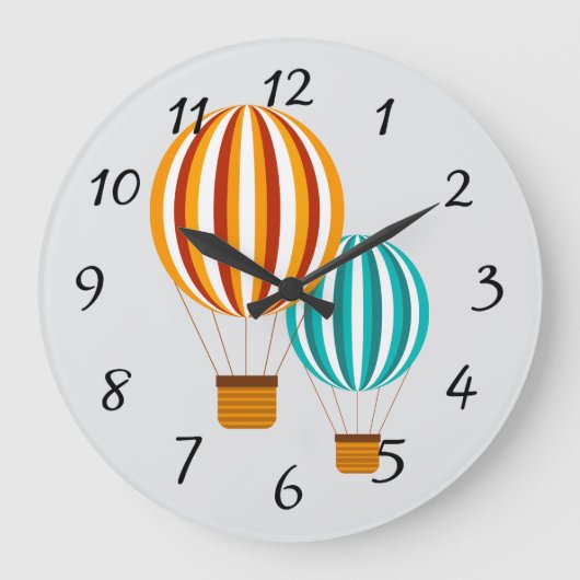 Animated Hot Air Balloon Clock Grote Klok (Voorkant)