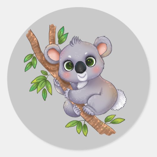 Animated Koala Beer Ronde Sticker (Voorkant)