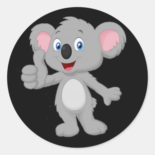 Animated Koala Beer Ronde Sticker (Voorkant)