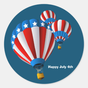 Animatie Amerikaanse vlag op 4 juli Ronde Sticker