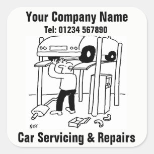 Animatie voor autonderhoud en reparaties vierkante sticker