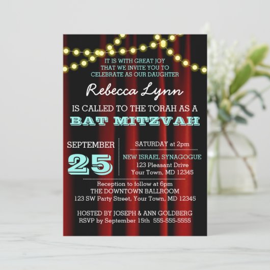 Animation Aqua Bat mitzvah Invitation (Debout devant)