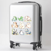 Animaux adorables Kawaii : Stickers bébé et mère (Sur valise)