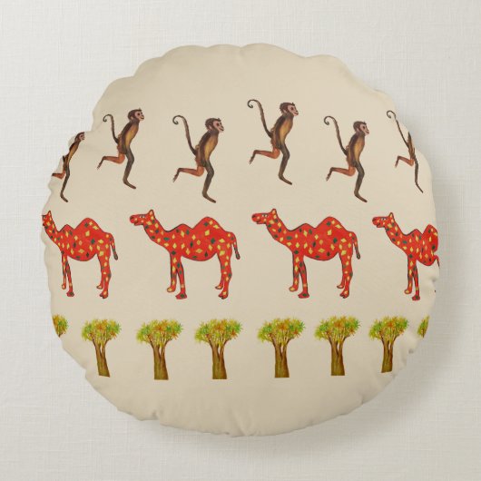 Animaux africains Cute Art Arrondi coussin de lanc (Devant)
