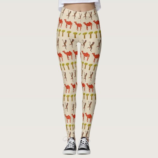 Animaux Africains Sympa Illustration Leggings Pers (Devant)