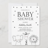 Animaux Baby shower invitation Zoo Safari Jungle (Devant)
