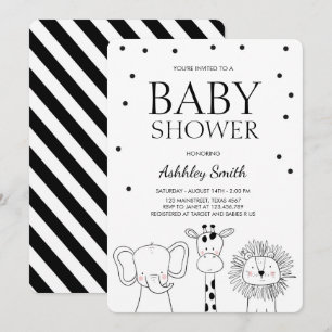 Animaux Baby shower invitation Zoo Safari Jungle