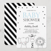 Animaux Baby shower invitation Zoo Safari Jungle B