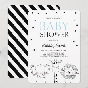 Animaux Baby shower invitation Zoo Safari Jungle B