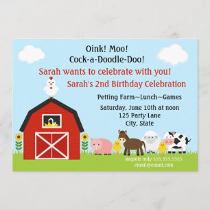 Animaux Barnyard Invitation d'anniversaire Personn