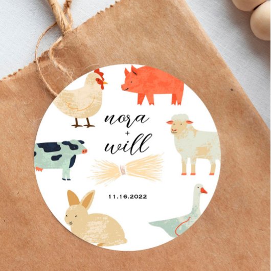 Animaux Barnyard - Sticker Baby shower Faveur