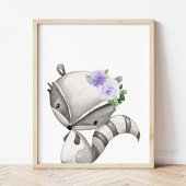 Animaux boisés, Animaux forestiers, Fleurs violett