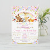 Animaux boisés floraux Invitation de fête d'annive (Debout devant)