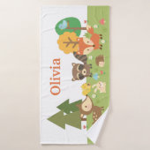 Animaux boisés mignons Cerf Fox Raccoon Enfants (Serviette de bain)