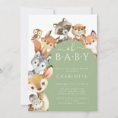 Animaux boisés modernes Invitation Baby shower (Devant)