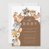 Animaux boisés modernes Invitation Baby shower (Devant)
