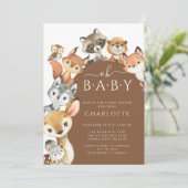 Animaux boisés modernes Invitation Baby shower (Debout devant)