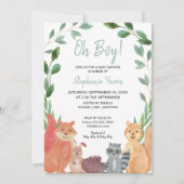 Animaux boisés Oh Boy Baby shower Invitation (Devant)