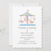 Animaux Carousel Baby Invitation pour le premier a (Devant)