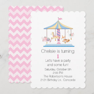 Animaux Carousel Baby Invitation pour le premier a