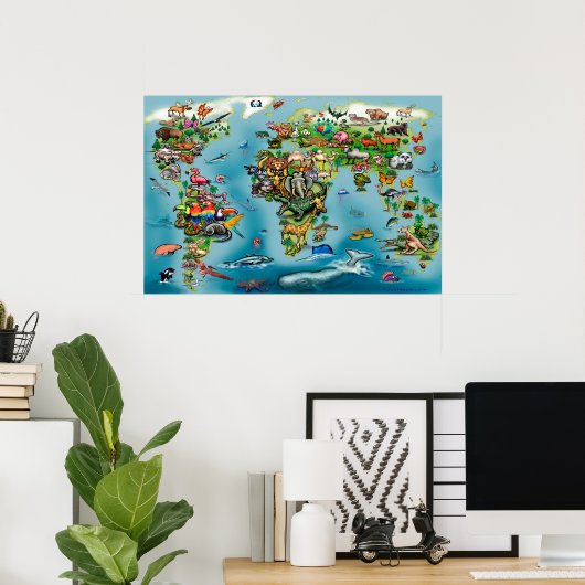 Animaux Carte du monde énorme Poster (Bureau à domicile)