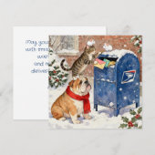 Animaux d'aide de vacances sur une carte de Noël à (Devant / Derrière)