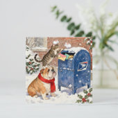 Animaux d'aide de vacances sur une carte de Noël à (Debout devant)