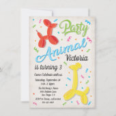 Animaux de ballon de fête Invitations d'anniversai (Devant)