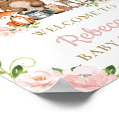 Animaux de bois Baby shower floral Affiche de bien (Coin)