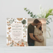 Animaux de bois Baby shower Invitation de la fête (Debout devant)