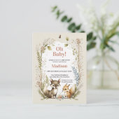 Animaux de bois Baby shower Invitation fille (Debout devant)
