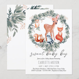 Animaux de bois Baby shower Invitation garçon