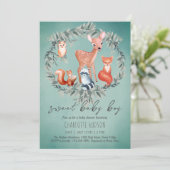 Animaux de bois Baby shower Invitation garçon (Debout devant)