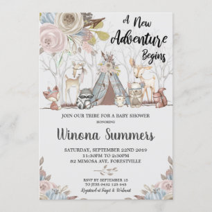 Animaux de bois Baby Shower Invitations Tribal
