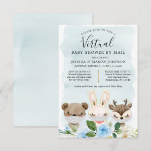 Animaux de bois Baby shower virtuel Invitation gar