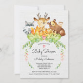 Animaux de bois doux Invitation Baby shower (Devant)