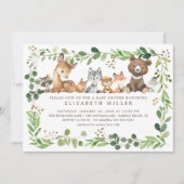 Animaux de bois doux Invitation Baby shower (Devant)