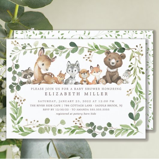 Animaux de bois doux Invitation Baby shower