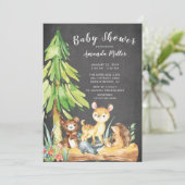 Animaux de bois doux Invitation Baby shower (Debout devant)