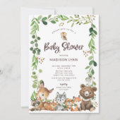 Animaux de bois doux Invitation Baby shower (Devant)