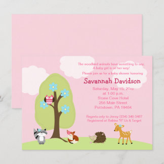 Animaux de bois Invitation Baby shower fille