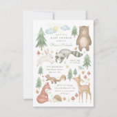 Animaux de bois mignons Invitation Baby shower (Devant)