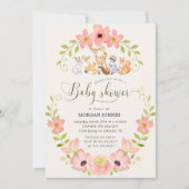 Animaux de bois mignons Invitation Baby shower (Devant)