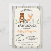 Animaux de bois mignons Invitation Baby shower (Devant)