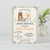 Animaux de bois mignons Invitation Baby shower (Debout devant)